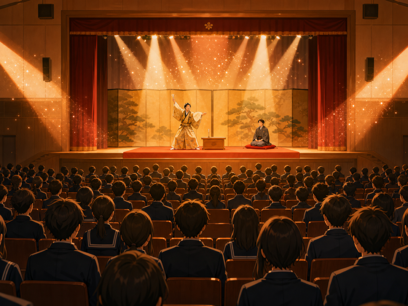 ホールでの狂言公演の様子